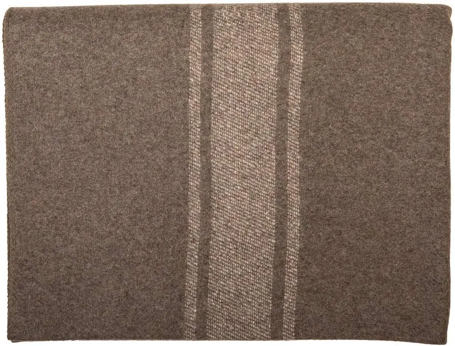 Farm Blue Wool Blanket Military Style - Thick & Lightweight Army Camping Blankets as a Survival Blankets, Car, Hiking 55% Wool 45% Blended Fibers (OD/Khaki Stripe 62" x 80" x 0.15")