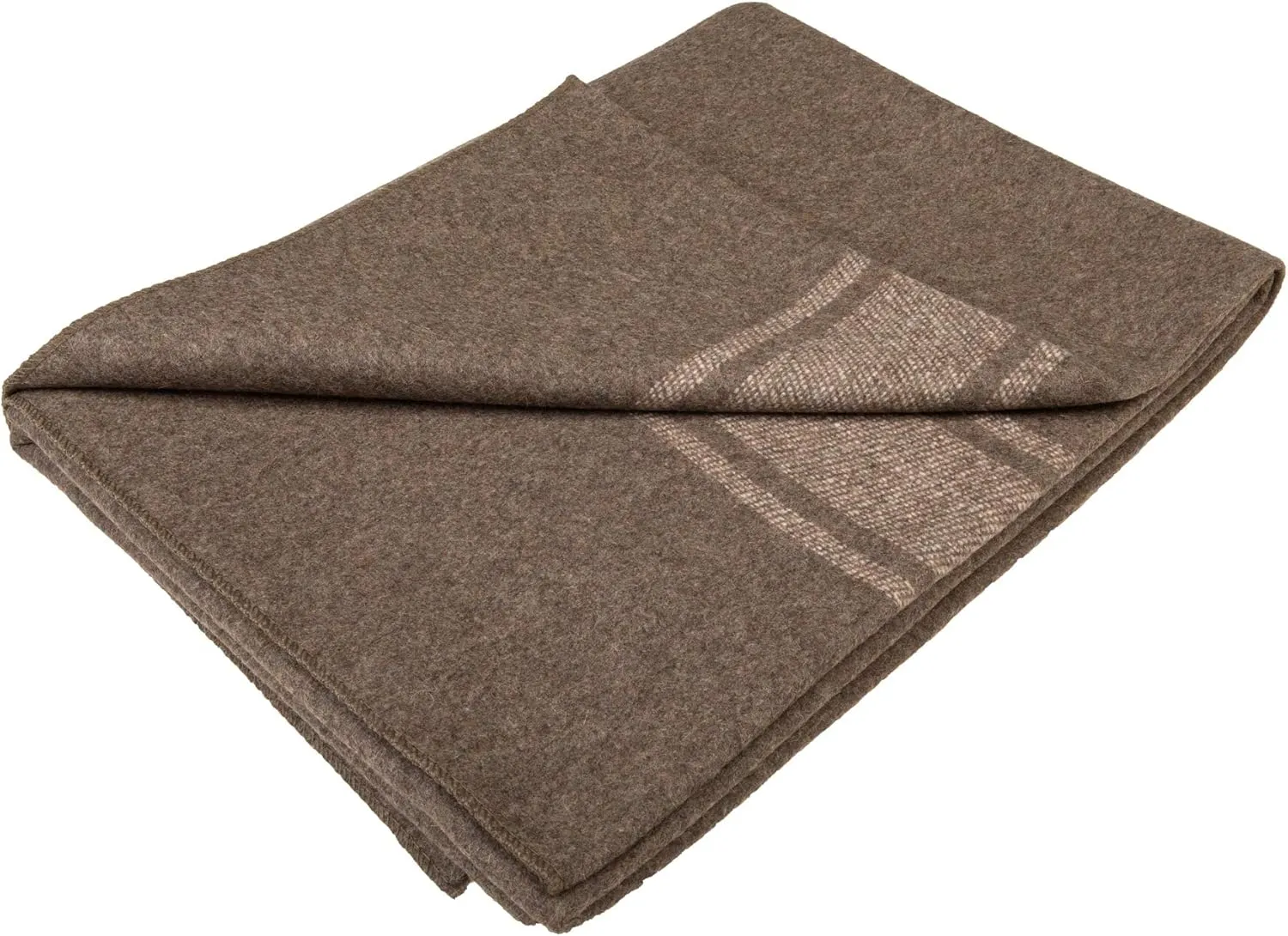 Farm Blue Wool Blanket Military Style - Thick & Lightweight Army Camping Blankets as a Survival Blankets, Car, Hiking 55% Wool 45% Blended Fibers (OD/Khaki Stripe 62" x 80" x 0.15")
