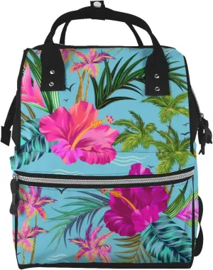 Fashion Diaper Bag Mummy Backpack Hello Hawaii Flower Nappy Bag Large Capacity Baby Care Bags For Mom Dad