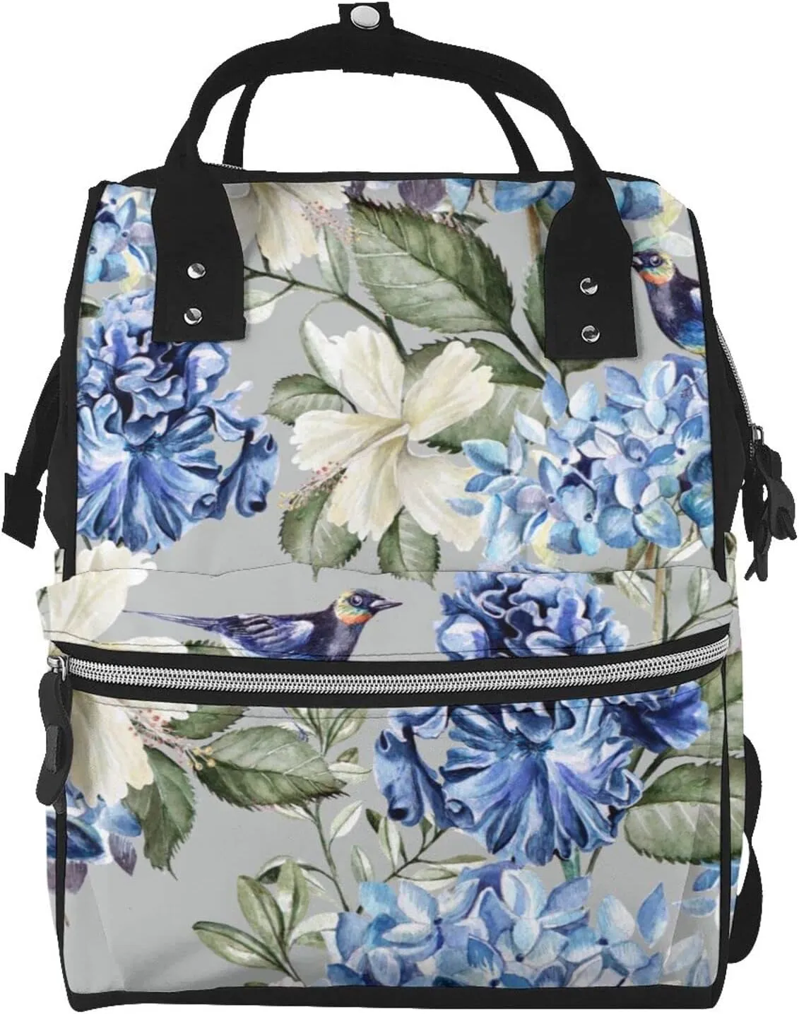 Fashion Diaper Bag Mummy Backpack Hydrangea Hibiscus Iris Bird Leaf Nappy Bag Large Capacity Baby Care Bags For Mom Dad