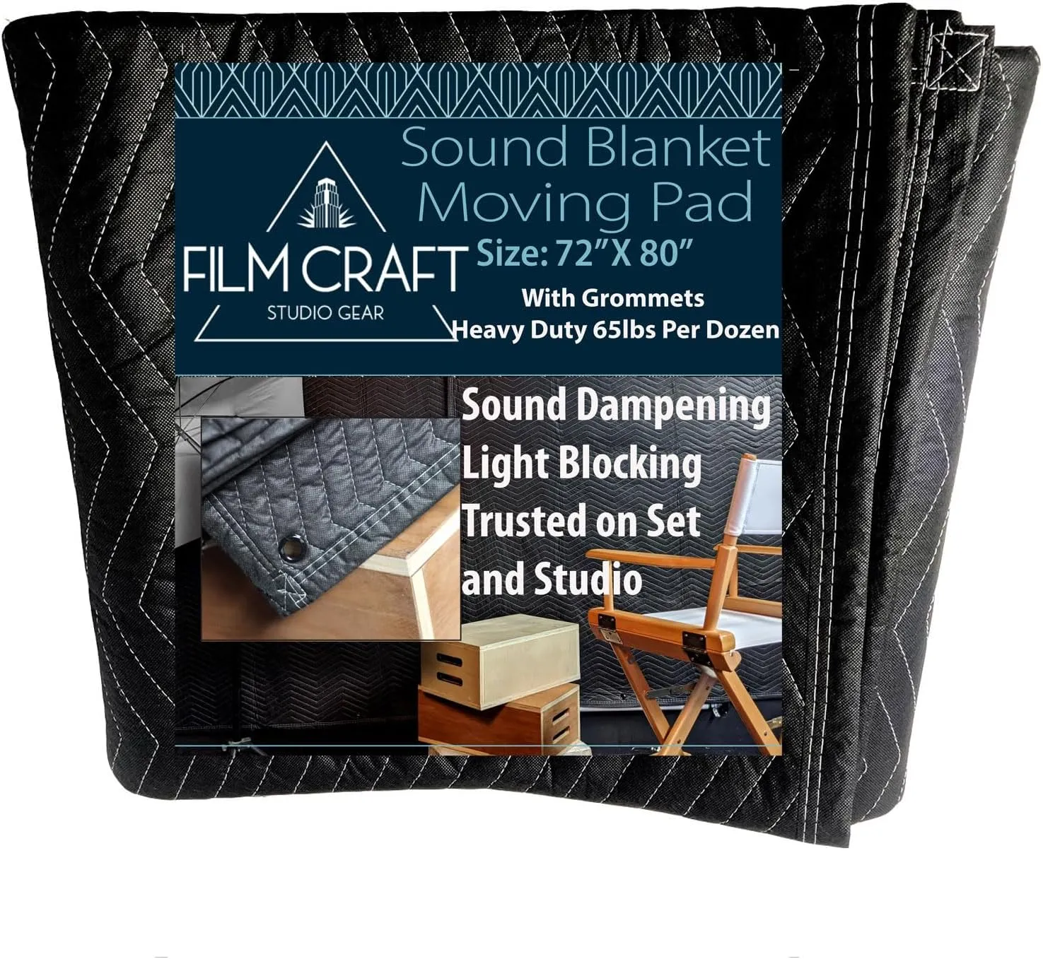 Filmcraft Studio Sound Blanket with Grommets 72 by 80 inch Heavy Duty Polyester (Single Blanket)