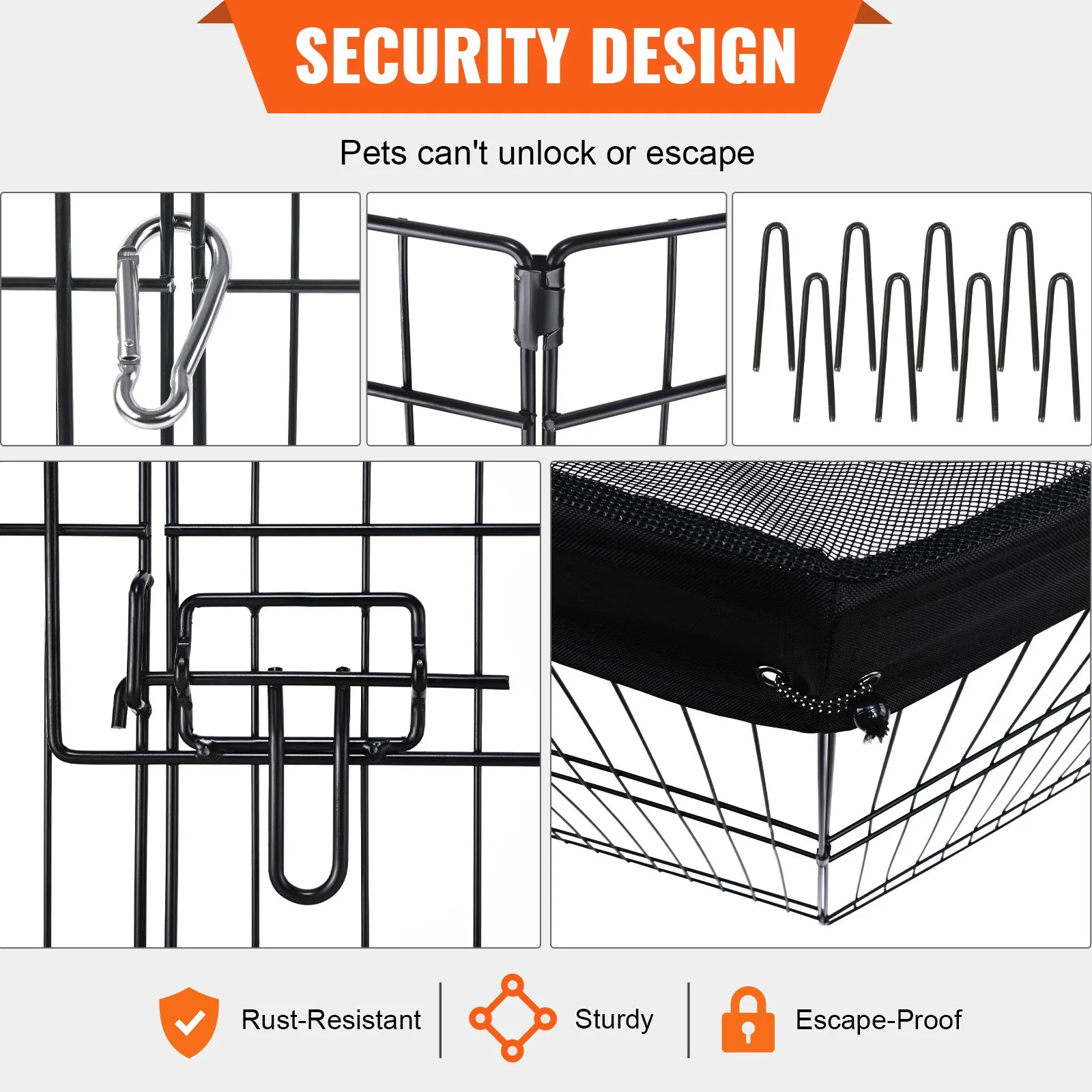 (FINAL PRICES ARE LOWER ON OUR SITE!) VEVOR Dog Playpen, 8 Panels Foldable Metal Dog Exercise Pen with Top Cover, 24" H Pet Fence Puppy Crate Kennel with Ground Stakes, Indoor Outdoor Dog Pen for Small Medium Pets, for Camping, Yard