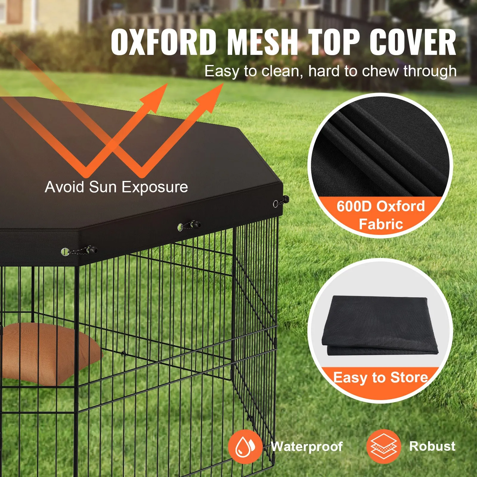 (FINAL PRICES ARE LOWER ON OUR SITE!) VEVOR Dog Playpen, 8 Panels Foldable Metal Dog Exercise Pen with Top Cover, 24" H Pet Fence Puppy Crate Kennel with Ground Stakes, Indoor Outdoor Dog Pen for Small Medium Pets, for Camping, Yard