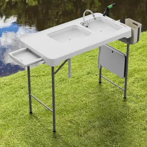 Fish Cleaning Table Portable Picnic Table Outdoor Cleaning Station for Camping, Picnic, Fishing, Patio