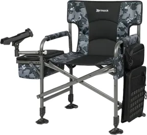 Fishing Chairs with Rod Holder, Folding Ice Fishing Chair for Adults Outdoor Camping Chair Leg Adjustable with Cooler Bag and Storage Bag for Ice Fishing, Camp, Lawn, Patio, Garden