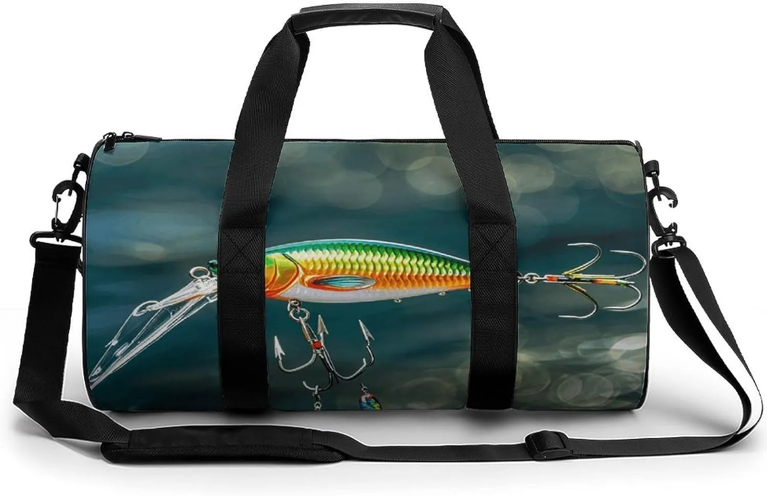 Fishing Lure Style Gym Bag Small Travel Duffle Bag with Compartment Carry On Weekender Bag for Women Men