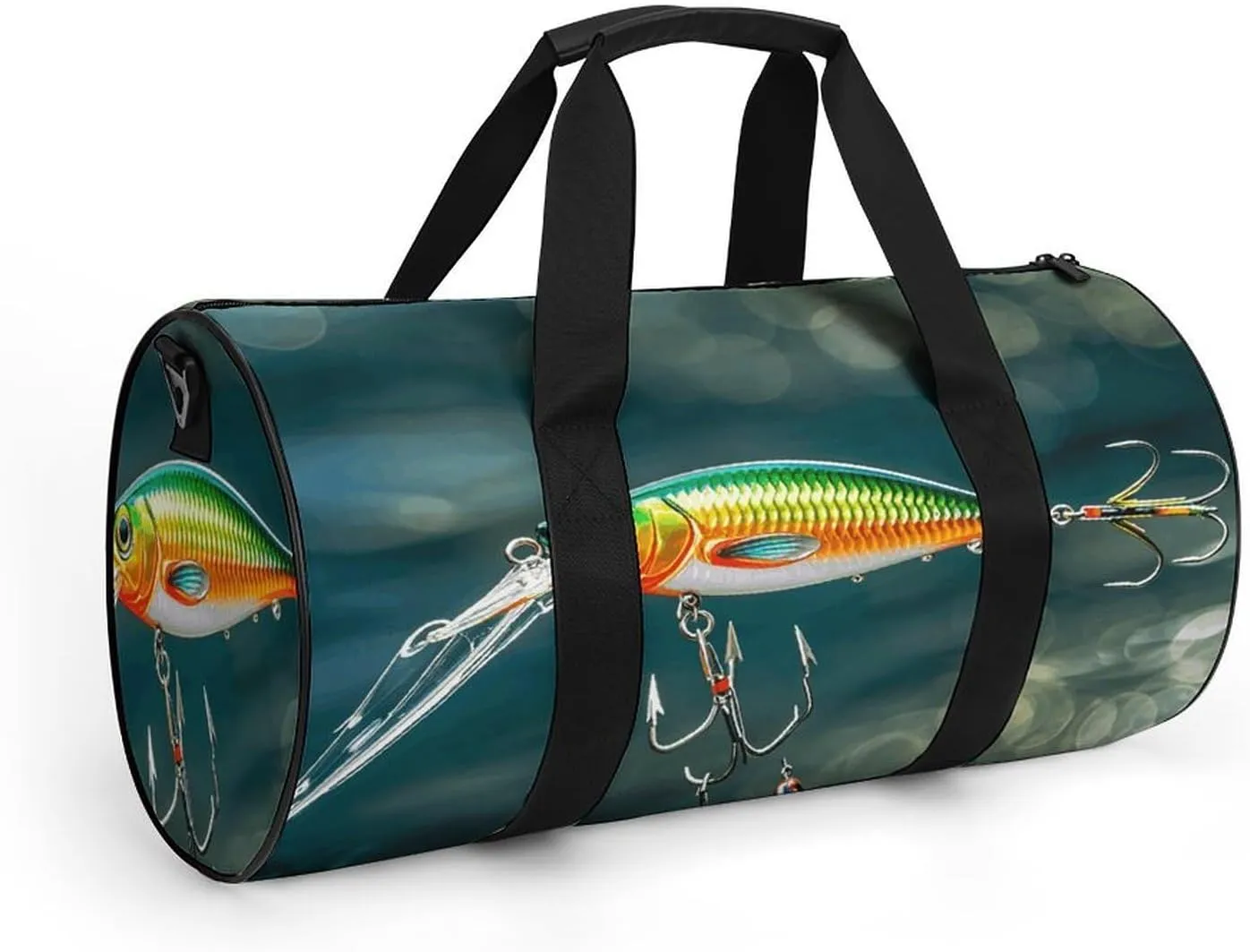 Fishing Lure Style Gym Bag Small Travel Duffle Bag with Compartment Carry On Weekender Bag for Women Men
