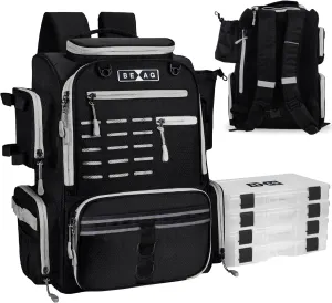 Fishing Tackle Box Backpack – 40L Large Storage Tackle Bag with Rod Holder, Lightweight & Water-Resistant Fishing Backpack with Trays