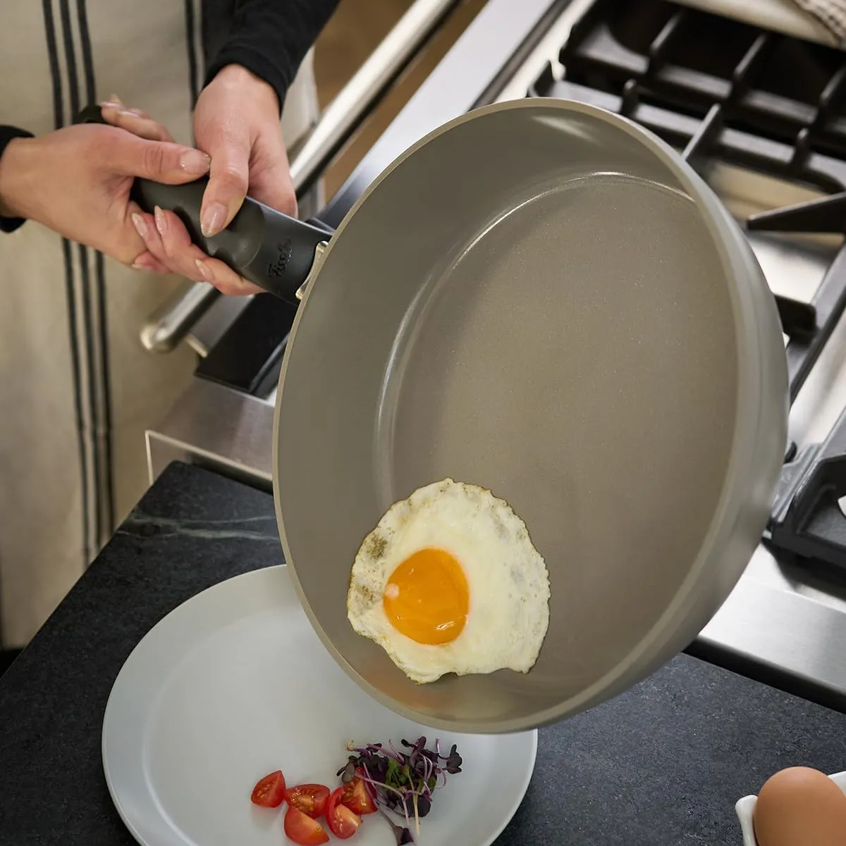 Fissler Ceratal Comfort Ceramic Non-Stick Frying Pan 2 Piece Set, 9.5 Inch and 11 Inch, Warm Grey, Made without PFAS