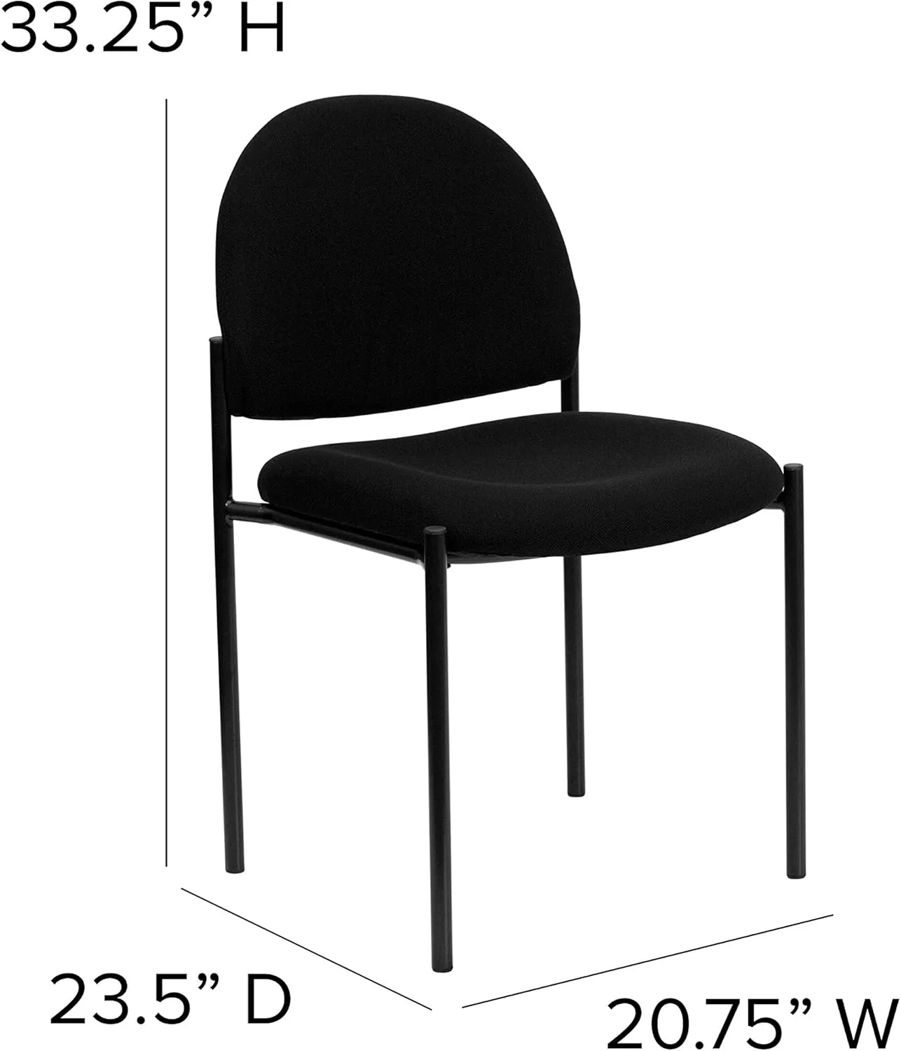 Flash Furniture Tania Comfort Black Fabric Stackable Steel Side Reception Chair