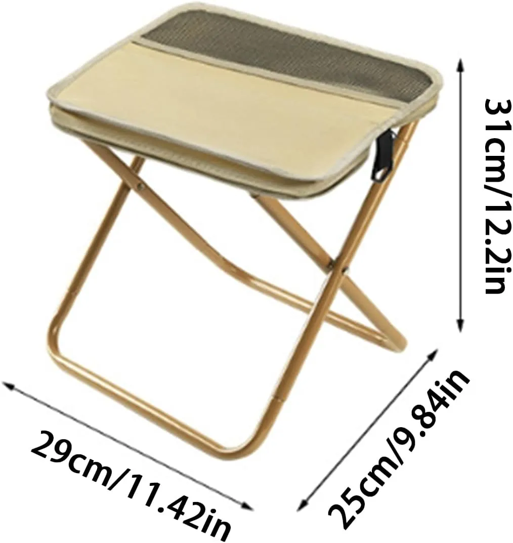 Foldable Backpack Stool, Portable Mini Outdoor Camping Folding Seat with Adjustable Shoulder Strap, for Camping, Fishing, Hiking, Outdoor Barbecue (Green)