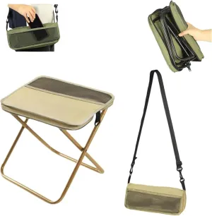 Foldable Backpack Stool, Small Foldable Fishing Chair, Portable Camping Stools & Collapsible Chair with Adjustable Strap for Camping, Fishing, Outdoor Barbecue (Khaki, Large)