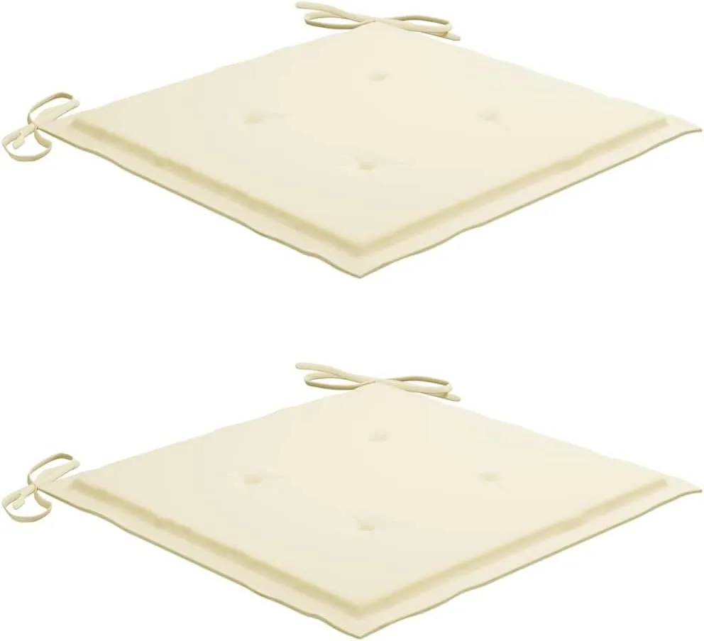 Foldable Bamboo Patio Chairs 2 Pack with Cream Cushions, Outdoor Dining Chairs Weather-Resistant for Garden Poolside Camping, Space-Saving Foldable Patio Furniture Set