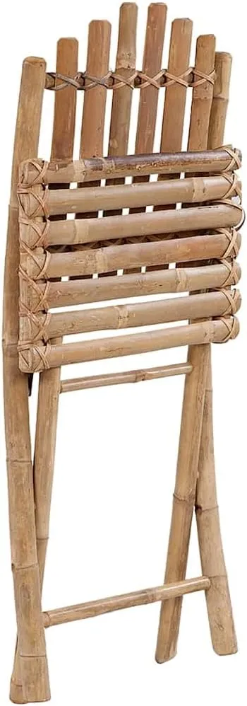 Foldable Bamboo Patio Chairs 2 Pack with Cream Cushions, Outdoor Dining Chairs Weather-Resistant for Garden Poolside Camping, Space-Saving Foldable Patio Furniture Set