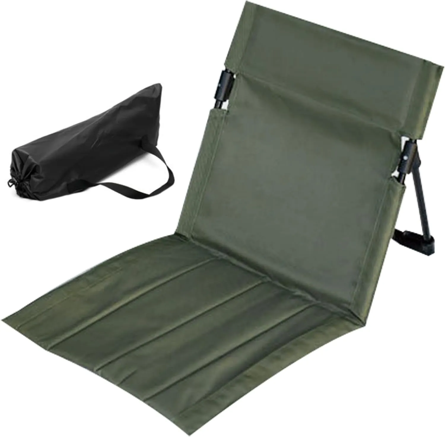 Foldable Beach Chair, 500g Portable Beach Mat with Back Rest Heavy Duty Sunbathing Recliner Beach Backrest with Carrry Bag Beach Accessories for Holidays Garden Camping, Dark Green