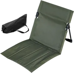 Foldable Beach Chair, 500g Portable Beach Mat with Back Rest Heavy Duty Sunbathing Recliner Beach Backrest with Carrry Bag Beach Accessories for Holidays Garden Camping, Dark Green