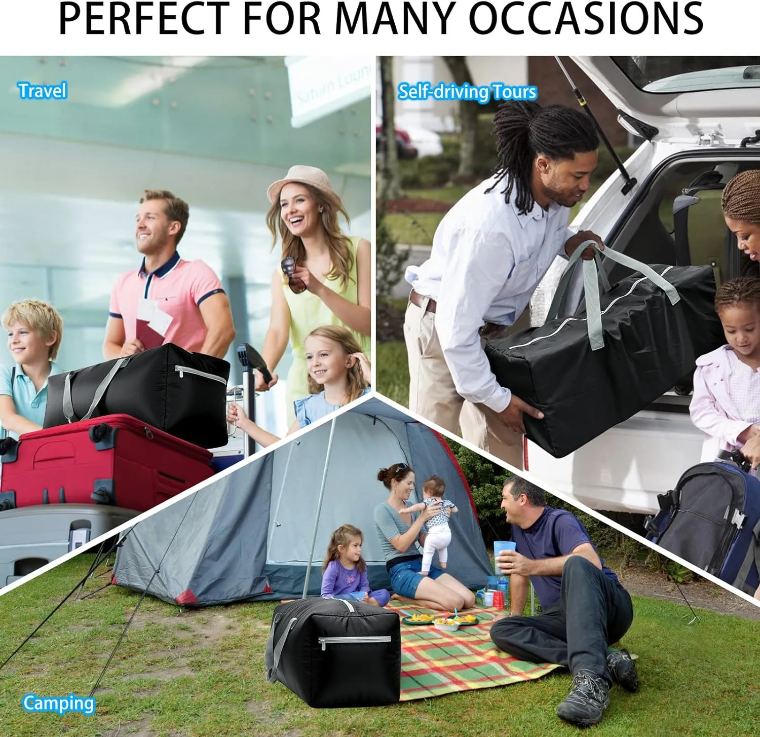 Foldable Duffel Bag 30" / 75L Lightweight with Water Rresistant for Travel-Black