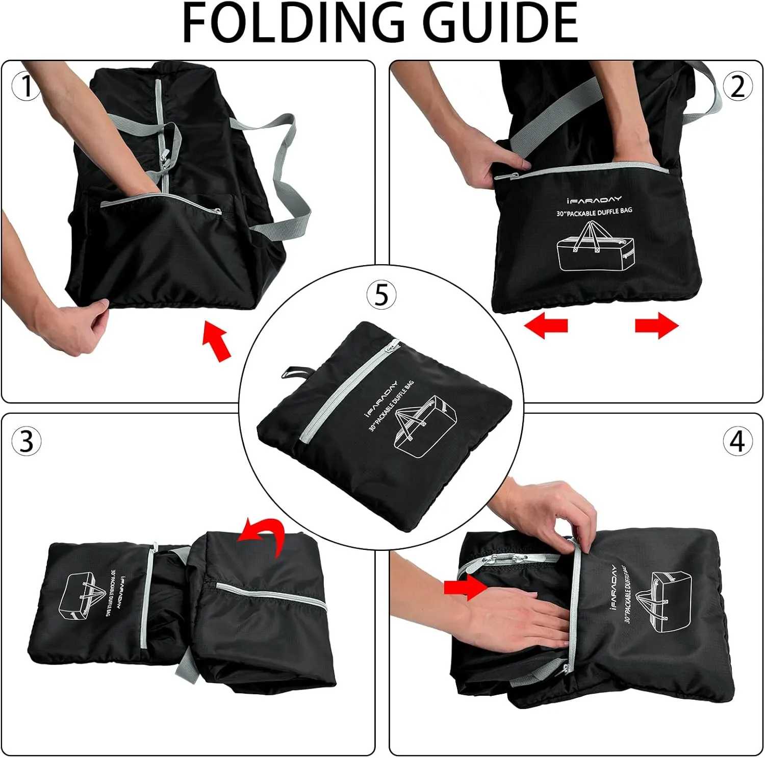 Foldable Duffel Bag 30" / 75L Lightweight with Water Rresistant for Travel-Black