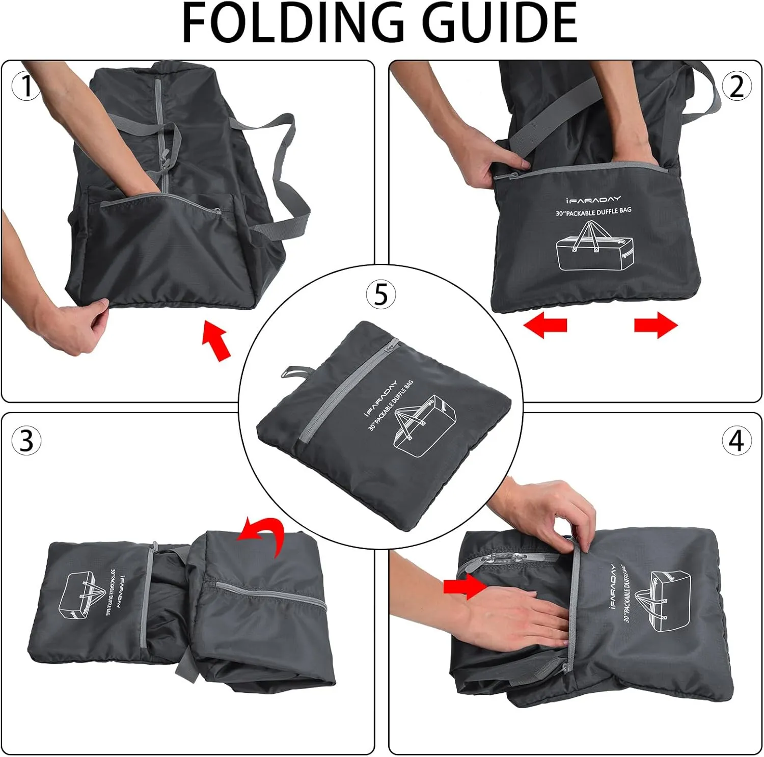 Foldable Duffel Bag 30" / 75L Lightweight with Water Rresistant for Travel-Grey
