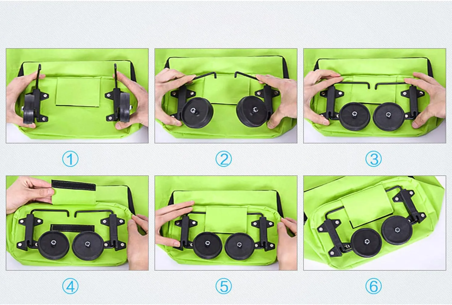 Foldable Shopping Cart Folding Shopping Bag Portable Hand-held Collapsible Sundries Bag Wheeled Folding Shopping Cart with Wheels Green