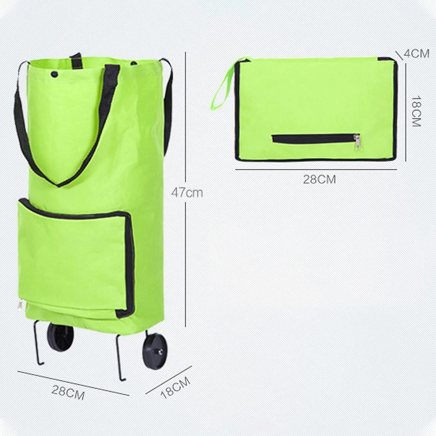 Foldable Shopping Cart Folding Shopping Bag Portable Hand-held Collapsible Sundries Bag Wheeled Folding Shopping Cart with Wheels Orange
