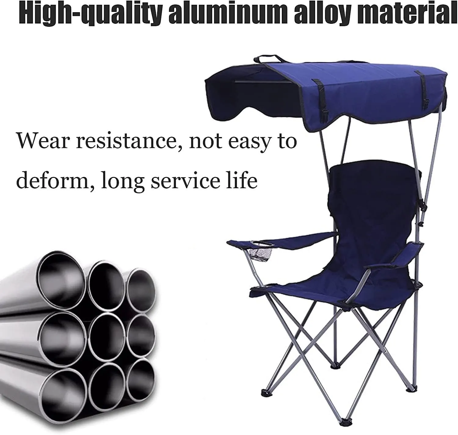 Folding Camping Camping Chair with Shade Canopy Chair, Folding Recliner, Adjustable Outdoor Beach Lightweight Sunshade Folding Chairs Chairs Foldable(Blue)