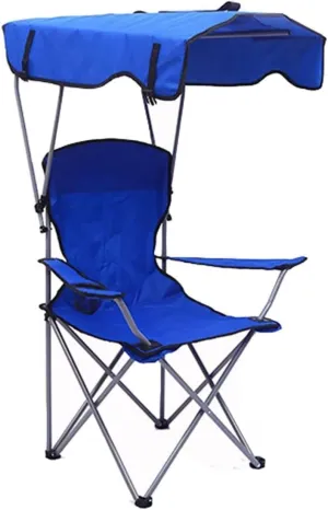 Folding Camping Camping Chair with Shade Canopy Chair, Folding Recliner, Adjustable Outdoor Beach Lightweight Sunshade Folding Chairs Chairs Foldable(Blue)