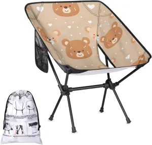 Folding Camping Chair Bears Love Heart Camping Chairs Lightweight Portable Chair Outdoor Foldable Chairs for Camping Travel Picnic Beach Hiking