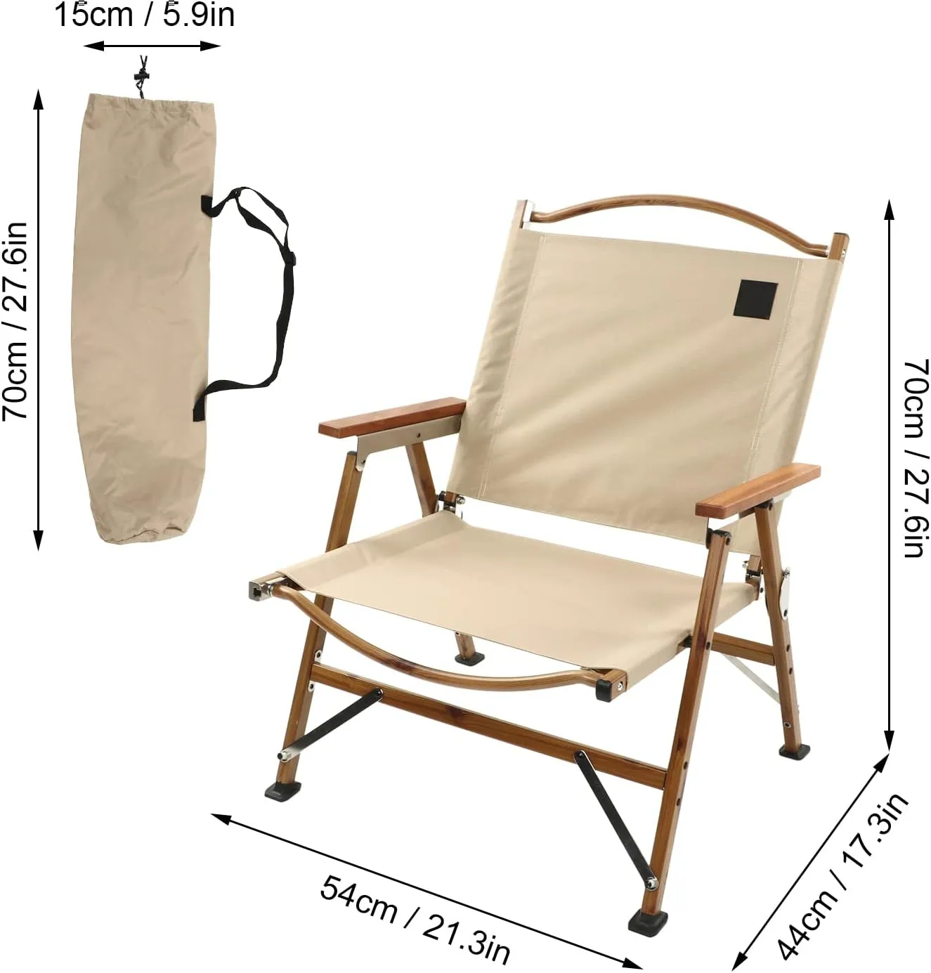 Folding Camping Chair, Portable Folding Chair with Handrail, Ultra Light Lawn Chair, 120KG Load Bearing Heavy Duty Chairs for Sports Patio Garden Beach Fishing