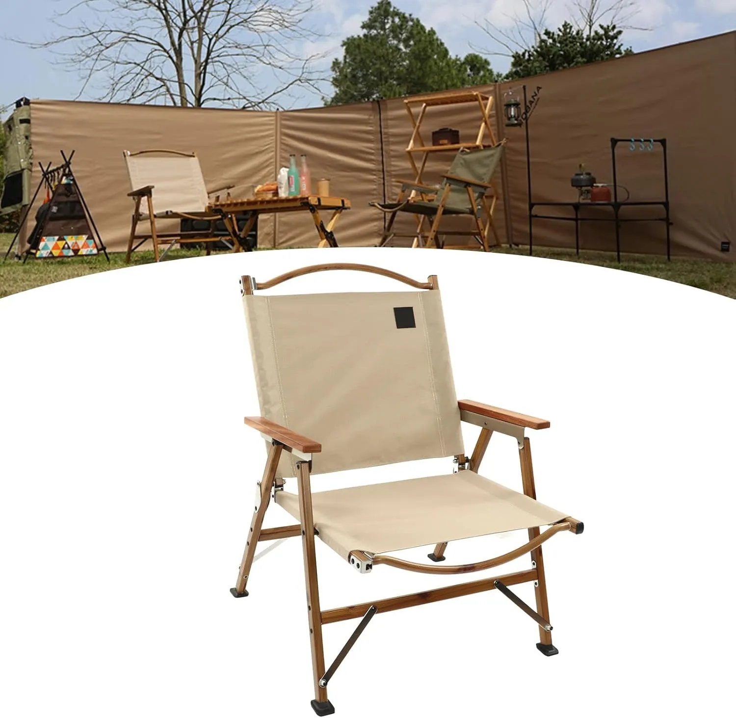 Folding Camping Chair, Portable Folding Chair with Handrail, Ultra Light Lawn Chair, 120KG Load Bearing Heavy Duty Chairs for Sports Patio Garden Beach Fishing