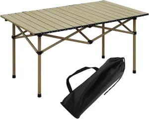 Folding Camping Picnic Table,Easy to Set up,Compact Stable Sturdy Foldable Side Table 2 to4 Persons,Hiking,Bbqs,Camping, Beige