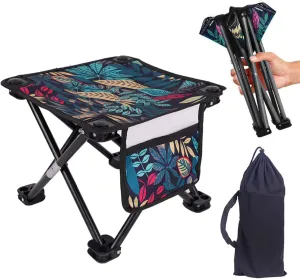 Folding Camping Stool Portable Collapsible Stool Outdoor Fishing Stool with Carry Bag for Traveling Hiking Beach Supplies Camping Stool