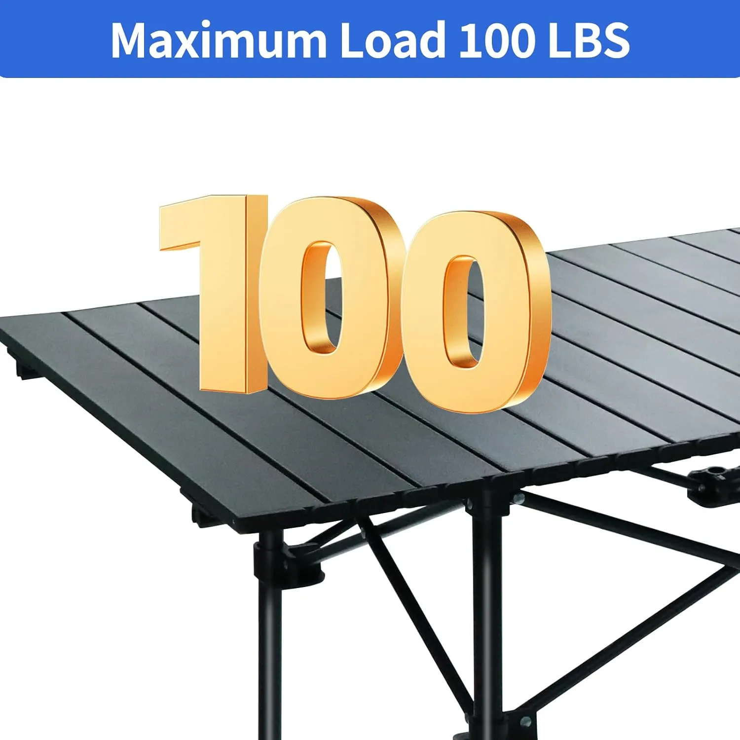 Folding Camping Table - 4ft Aluminum Picnic Table, Portable Roll-Up Design for Outdoor Beach, Grill, BBQ, and Travel