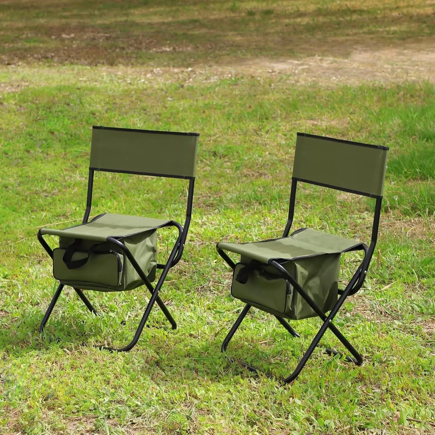 Folding Camping Table and Chair Set of 2, Lightweight Aluminum Roll-up Square Table for Picnics, Beach,Backyard, BBQ, Party, Patio, Black Blue
