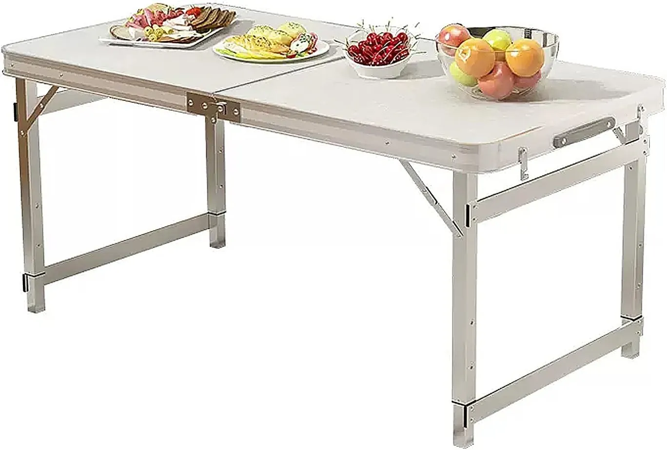 Folding Camping Table and Chairs, Aluminum Folding Table, Adjustable Height, Folding Table and Chairs for Camping, Picnic, BBQ, Beach (Color : A)