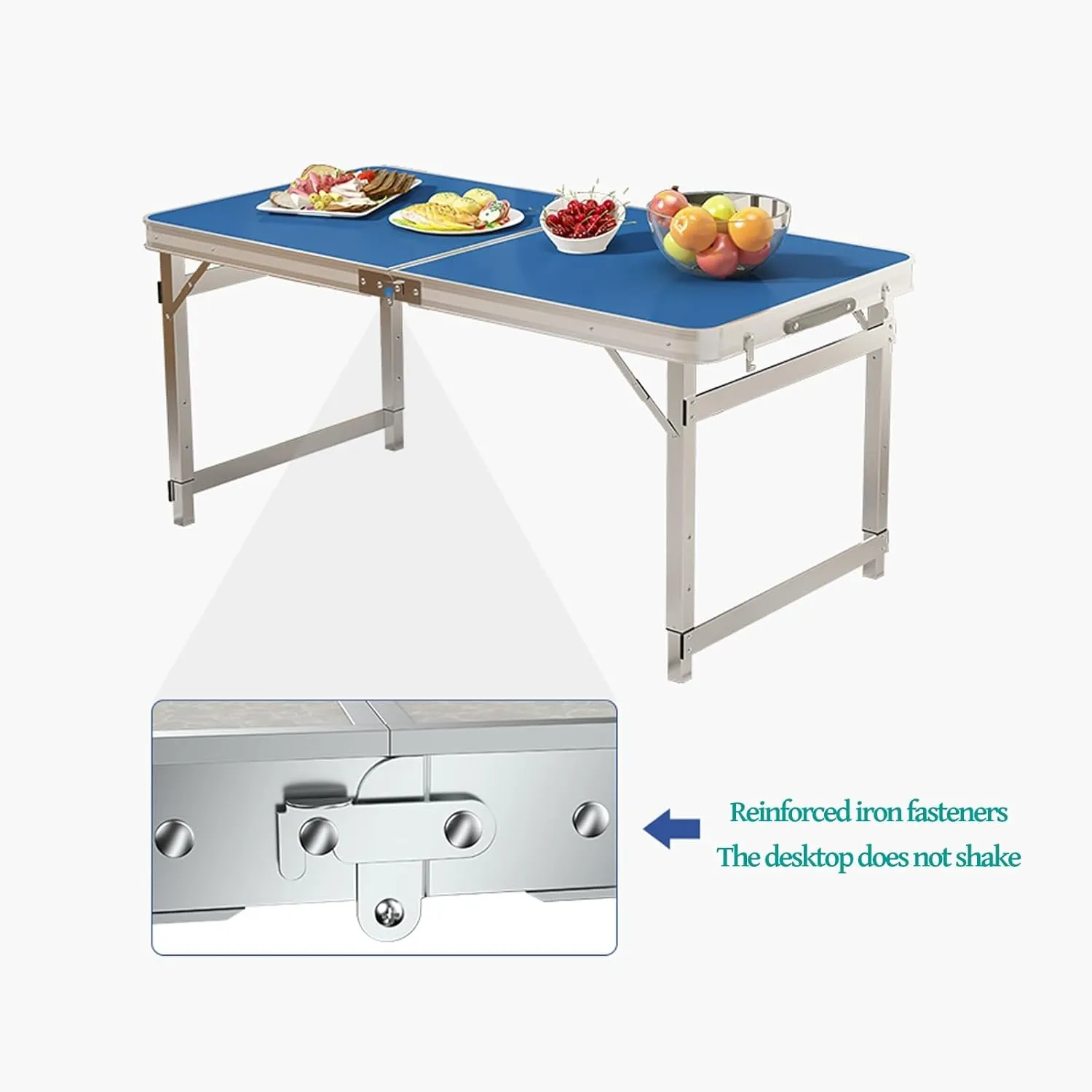 Folding Camping Table and Chairs, Aluminum Folding Table, Adjustable Height, Folding Table and Chairs for Camping, Picnic, BBQ, Beach (Color : A)