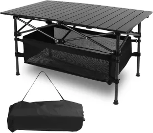 Folding Camping Table Portable Aluminum Roll-up Picnic Desk with Carrying Bag Outdoor Beach Backyard BBQ Party Lightweight Durable