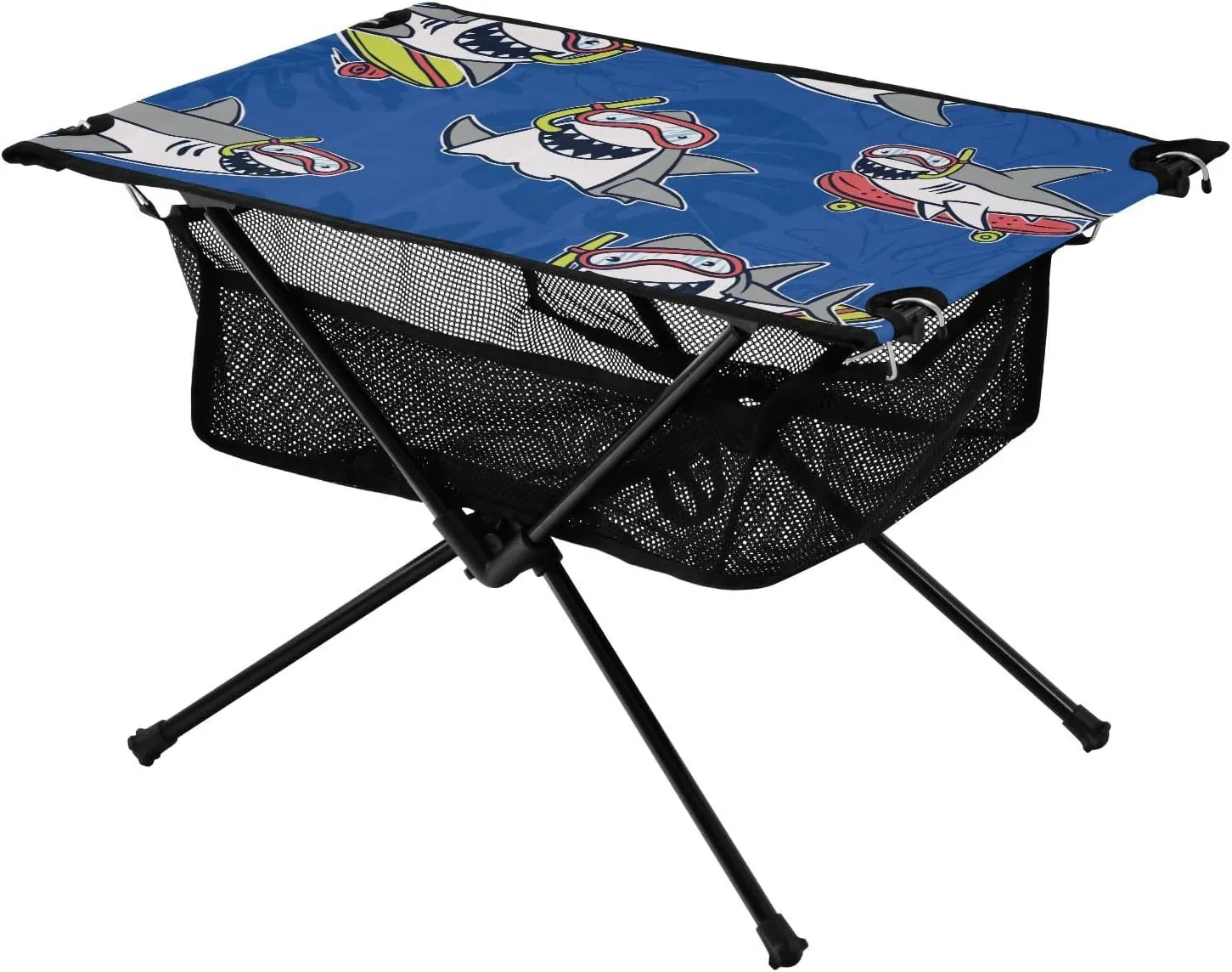 Folding Camping Table Shark Wearing Diving Extendable Camping Grilling Table with Carrying Bag for Outdoor Beach Grill BBQ Travel