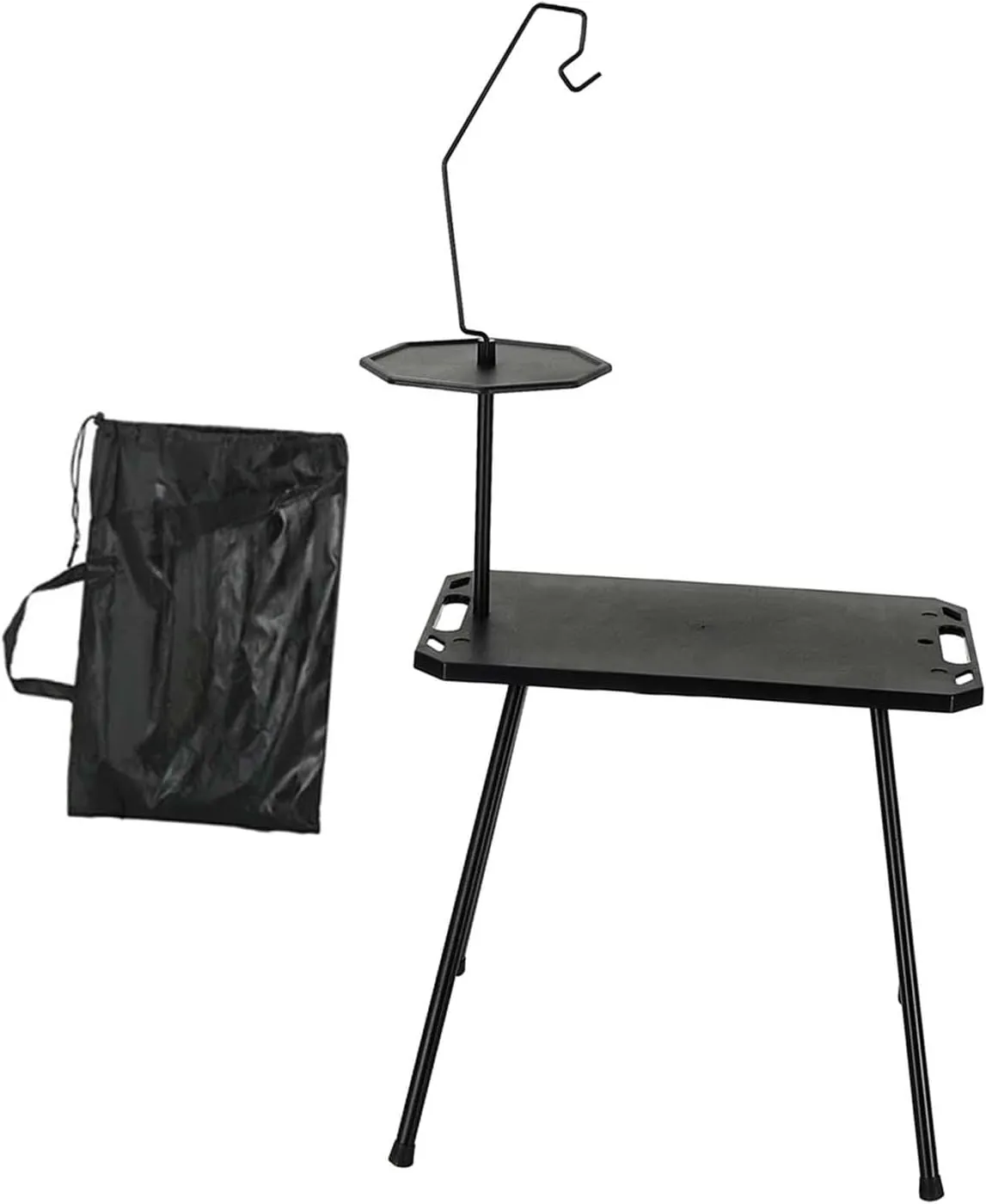 Folding Camping Table with Carry Bag Portable Compact Stand Picnic Cooking Desk for Outdoor Cooking Backyard Barbecue Travel, with Light Holder