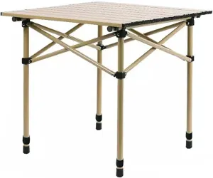 Folding Camping Table with Mesh Bag, Portable Camping Table, Lightweight Aluminum Roll-Up Folding Table, for Outdoor Camping, Picnics, Beach, Backyard, TABLE_21.6IN/55CM, Beige