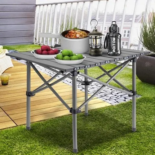 Folding Camping Table with Storage, Lightweight Portable Camping Table Matte Texture for Camping Tailgating Picnic Backyard Use