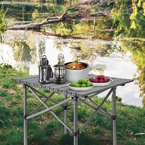 Folding Camping Table with Storage, Lightweight Portable Camping Table Matte Texture for Camping Tailgating Picnic Backyard Use