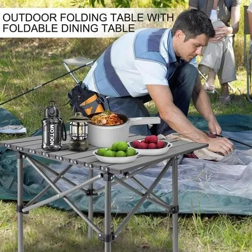 Folding Camping Table with Storage, Lightweight Portable Camping Table Matte Texture for Camping Tailgating Picnic Backyard Use
