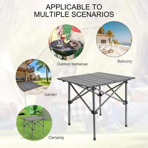 Folding Camping Table with Storage, Lightweight Portable Camping Table Matte Texture for Camping Tailgating Picnic Backyard Use