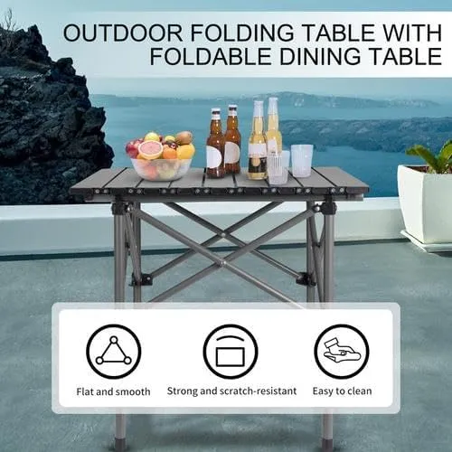 Folding Camping Table with Storage, Lightweight Portable Camping Table Matte Texture for Camping Tailgating Picnic Backyard Use