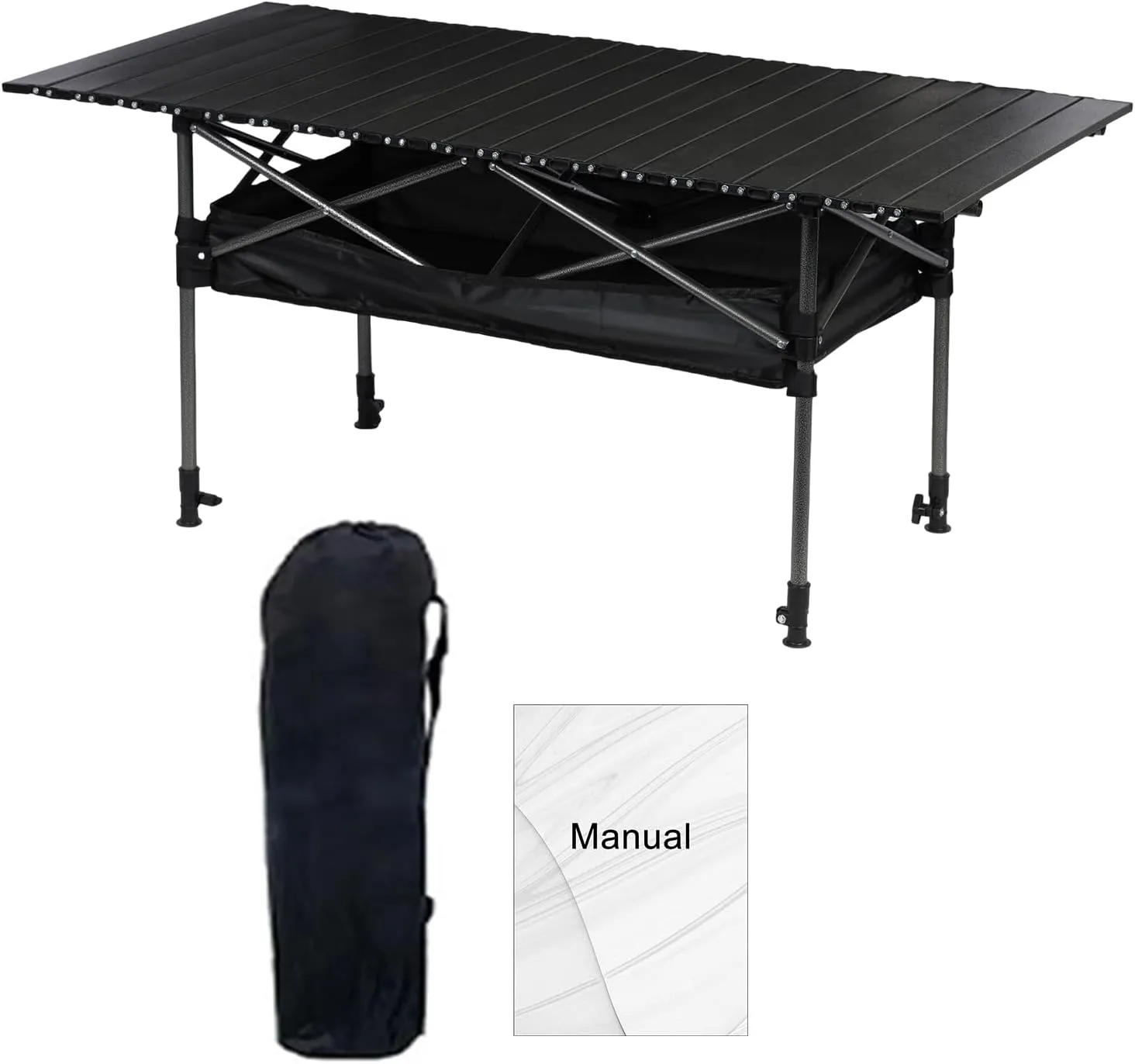 Folding Camping Table,Adjustable Height, Portable Outdoor Picnic Table with Storage Bag for Travel, Outdoor, Backyard, BBQ Party Picnic