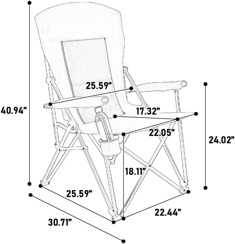 Folding Chairs for Outside, Portable High Back Camping Chairs with Cup Holder, Oversized Foldable Fishing Chair, Breathable Fabric, Durable Steel Frame, 250LBS Support (Blue)