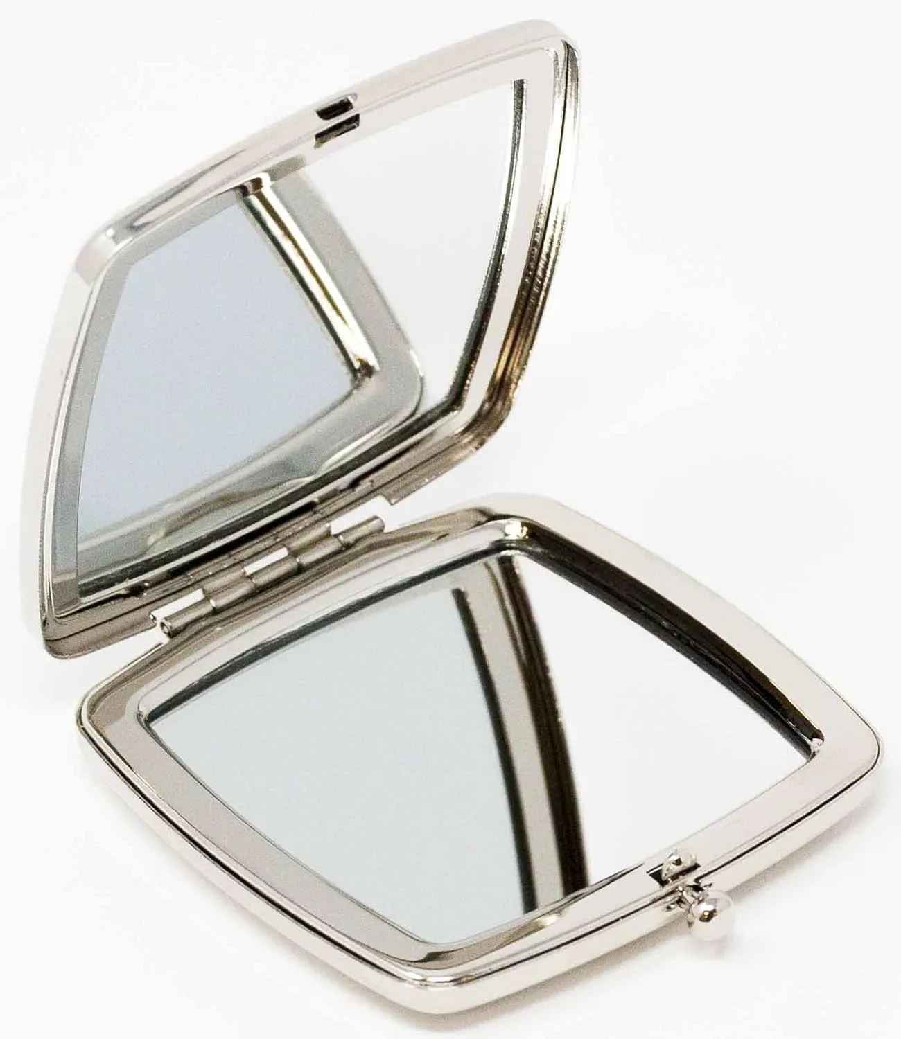 Folding Compact Pocket Makeup Mirror With Swarovski Rhinestone Crystals Double Sided (5x magnification   1x magnification) (Silver Butterfly)