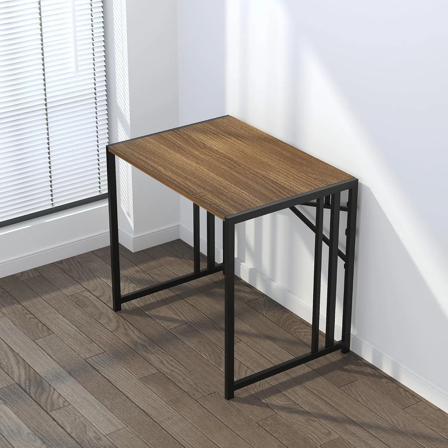 Folding Computer Desk 32 inch Writing Gaming Computer Camping Table, No Assembly Required Home Office Desk, Espresso
