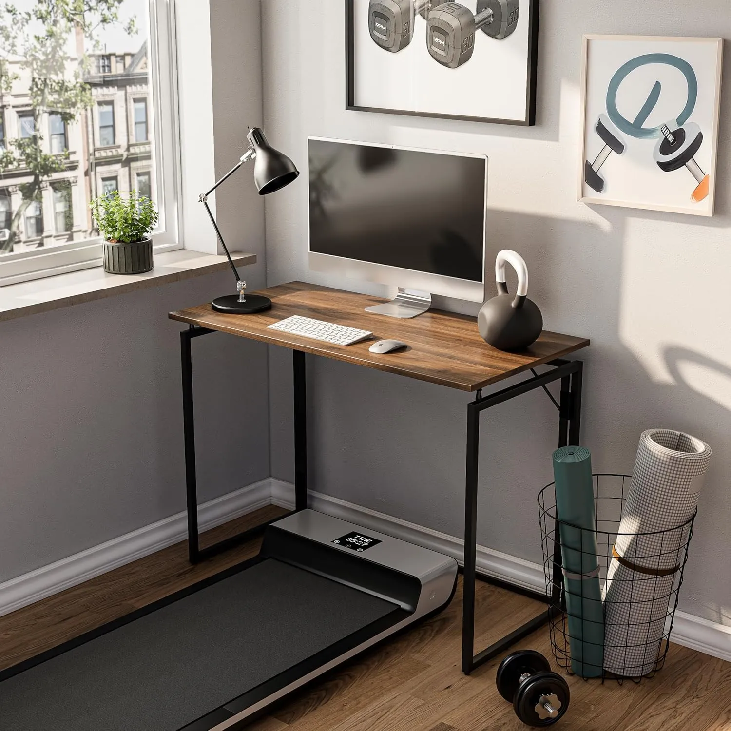 Folding Desk 40 Inch - Small Foldable Desk for Small Space Minimalist, Space Saving Collapsible Compact Desk Portable Table for Craft, Writing, Study and Work (No Assembly Required)